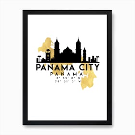 Panama City Silhouette City Skyline Map Art Print