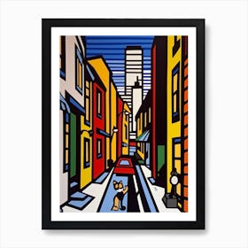 Painting Of Sydney With A Cat In The Style Of Pop Art, Illustration Style 2 Art Print