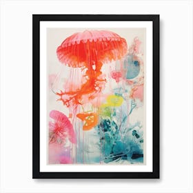 Jelly Fish Risograph Inspired 2 Art Print