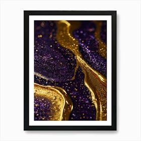 Purple And Gold Abstract Background Art Print