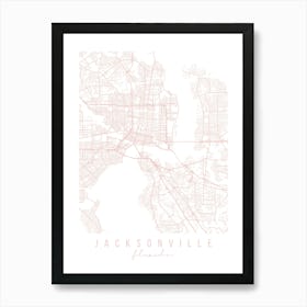 Jacksonville Florida Light Pink Minimal Street Map Art Print