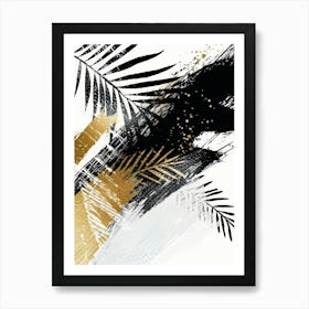 Gold And Black Palm Leaves 3 Art Print