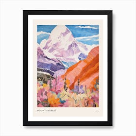 Mount Everest Nepal 2 Colourful Mountain Illustration Poster Art Print