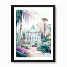 Auckland Domain Wintergardens, New Zealand Pastel Watercolour Art Print