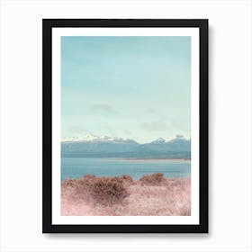 Pastel Landscape And Snowy Mountains Art Print