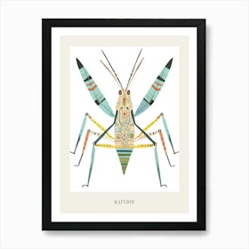 Colourful Insect Illustration Katydid 15 Poster Art Print