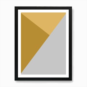 Mustard Yellow And Grey Colour Block Geometric Art Print