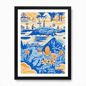 Honolulu, Hawaii, Inspired Travel Pattern 2 Art Print