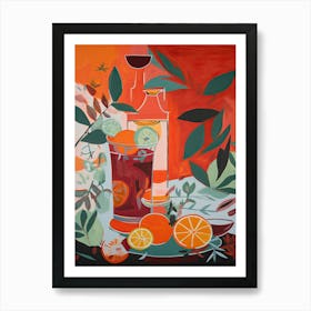 Negroni Cocktail Illustration 1 Art Print