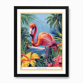 Greater Flamingo Caribbean Islands Tropical Illustration 1 Poster Art Print
