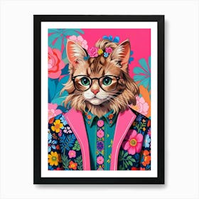 Cat With Glasses Art Print