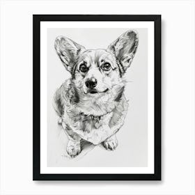 Corgi Dog Line Sketch 1 Art Print