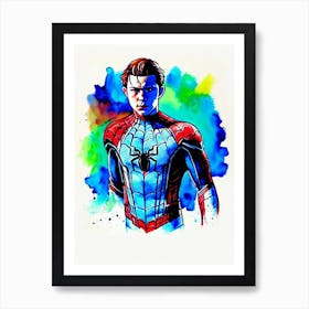 Tom Holland In Spider Man No Way Home Watercolor Art Print
