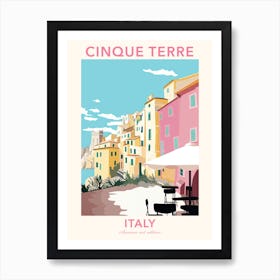 Cinque Terre, Italy, Flat Pastels Tones Illustration 4 Poster Art Print