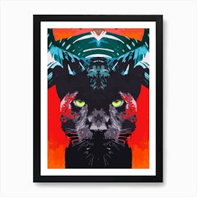 Tropical Orange Panther Art Print