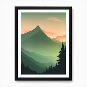 Misty Mountains Vertical Composition In Green Tone 27 Art Print