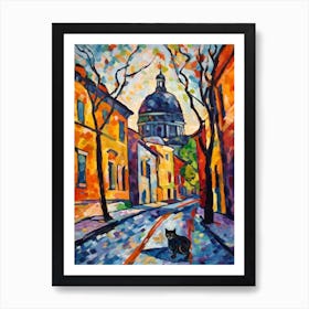 Painting Of Budapest Hungary With A Cat In The Style Of Fauvism  1 Art Print