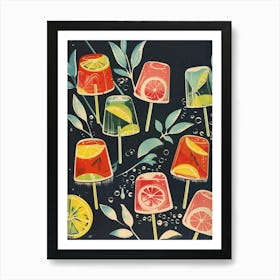 Fruity Jelly Pops Vintage Illustration Art Print