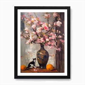 Magnolia With A Cat 1 Art Print