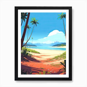 Whitehaven Beach, Australia, Flat Illustration 3 Art Print