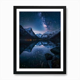 Milky Reflected In A Lake Art Print