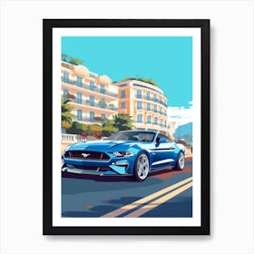 A Ford Mustang In French Riviera Car Illustration 2 Art Print