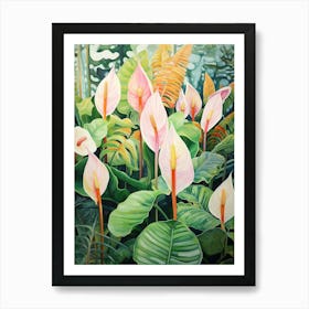 Tropical Plant Painting Peace Lily 3 Art Print