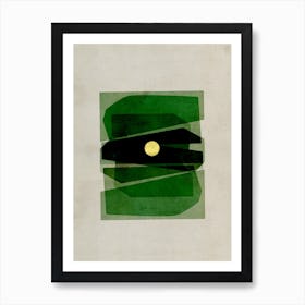 Green Blocks With Gold Dot Art Print