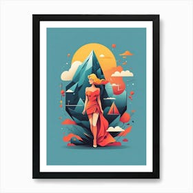 Woman In A Red Dress Art Print