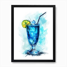 Blue Lagoon Watercolour  1 Art Print