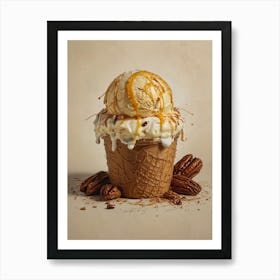 Ice Cream Cone With Pecans Art Print