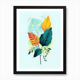 Colorful Leaves On A Branch Art Print