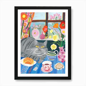 Tea Time With A British Shorthair Cat 2 Art Print