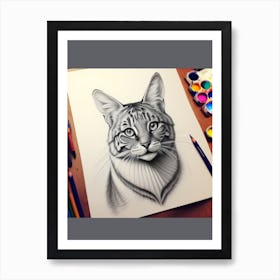 AI Portrait Of A Cat Art Print