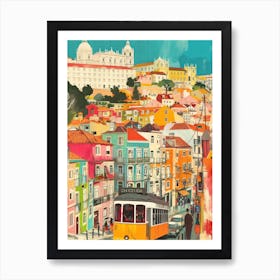 Lisbon   Retro Collage Style 4 Art Print