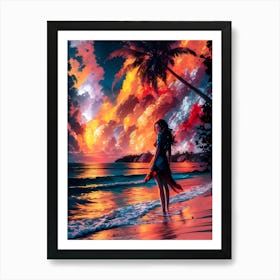 Sunset Girl Art Print