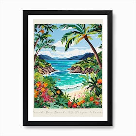 Poster Of Trunk Bay Beach, Us Virgin Islands, Matisse And Rousseau Style 3 Art Print