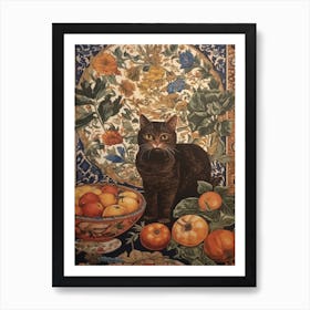 Stock With A Cat 4 William Morris Style Art Print