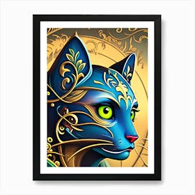 Royal blue cat Art Print