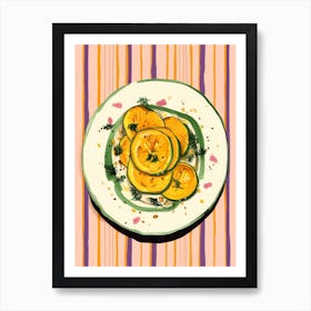 A Plate Of Pumpkins, Autumn Food Illustration Top View 1 Art Print