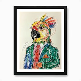 Parrot In Suit Art Print