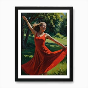 Dancer In Red Dress 1 Art Print