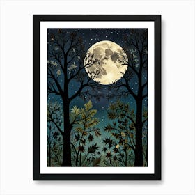 Night In The Forest Style William Morris Art Print Art Print