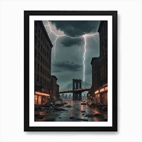 Lightning In New York City 3 Art Print