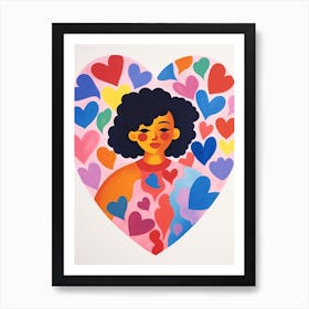 Heart Geometric Cute Portrait Illustration 1 Art Print