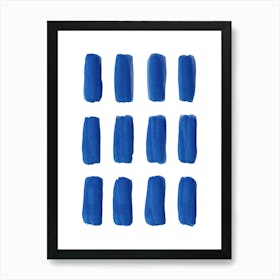 Abstract Blue Strokes Art Print