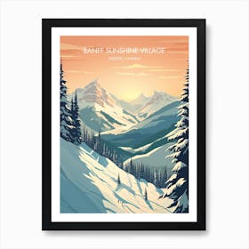Poster Of Banff Sunshine Village   Alberta, Canada   Colorado, Usa, Ski Resort Illustration 1 Art Print