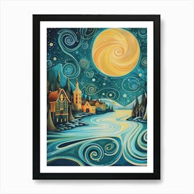 Night At The Lake Art Print