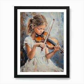 A Little Brown Haired Girl Playing The Violin Art Print