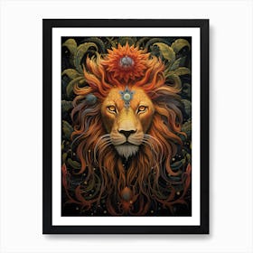 Lion Art Painting Naive Style 2 Art Print